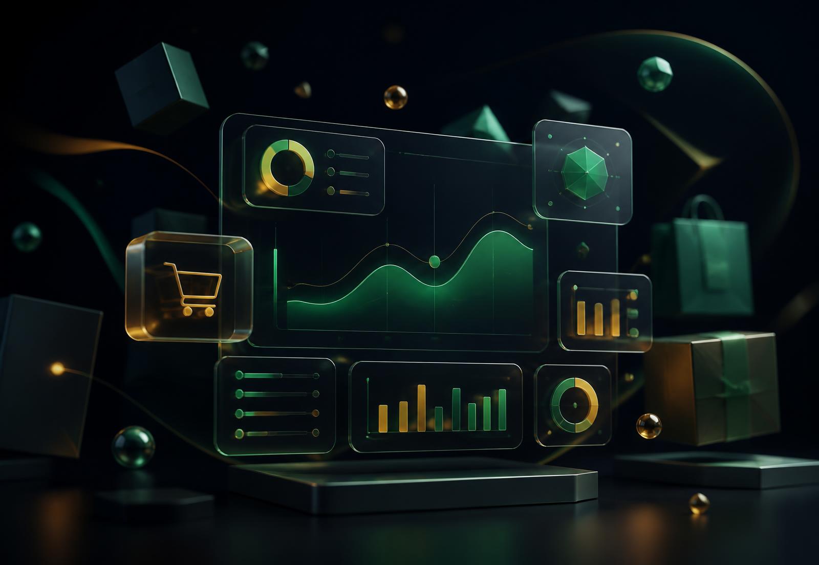 Tableau de bord e-commerce augmenté par l'IA avec graphiques de ventes